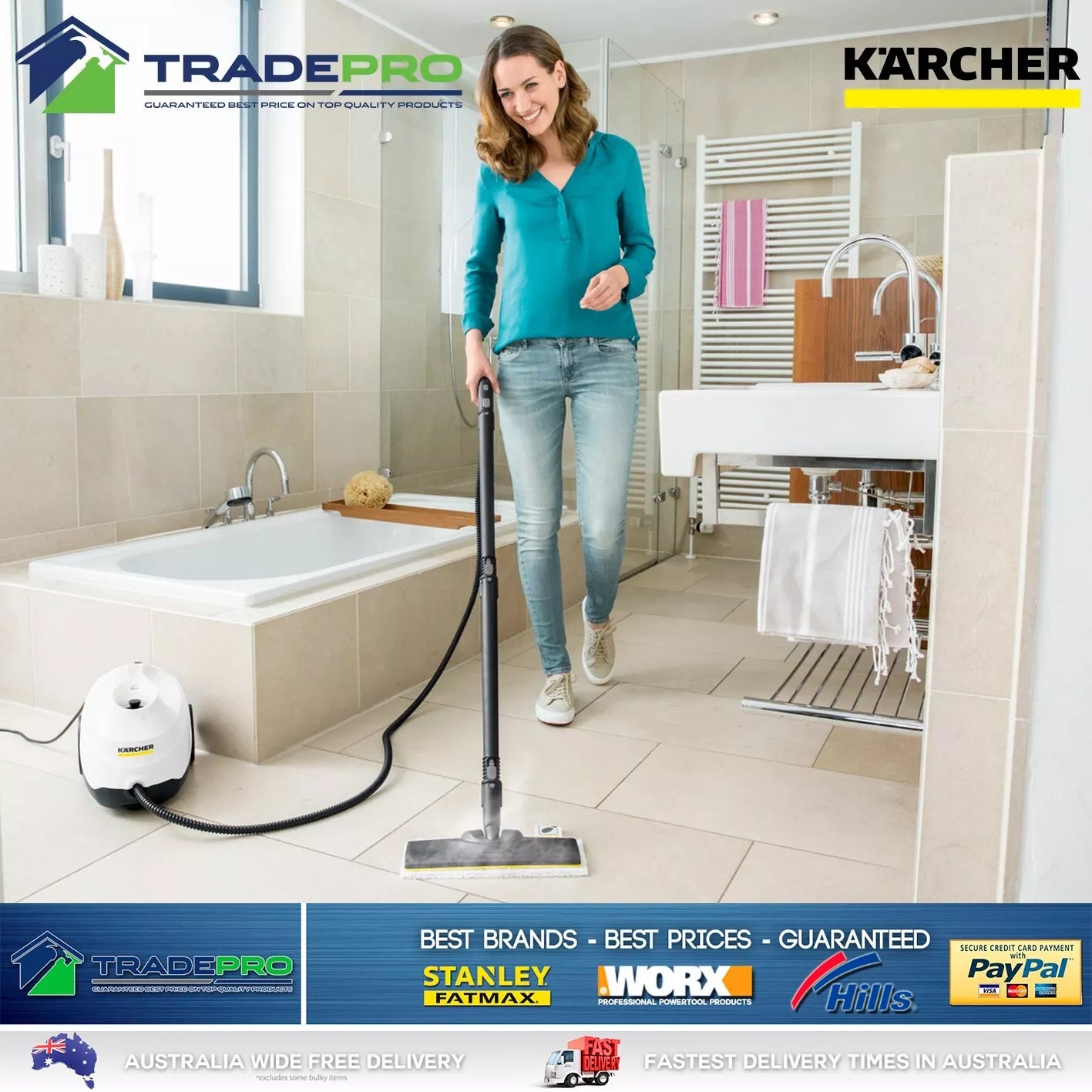 Karcher Steam PRO SC3 Cleaner Premium 1900 Watt Kit All Surface Set Window Tile