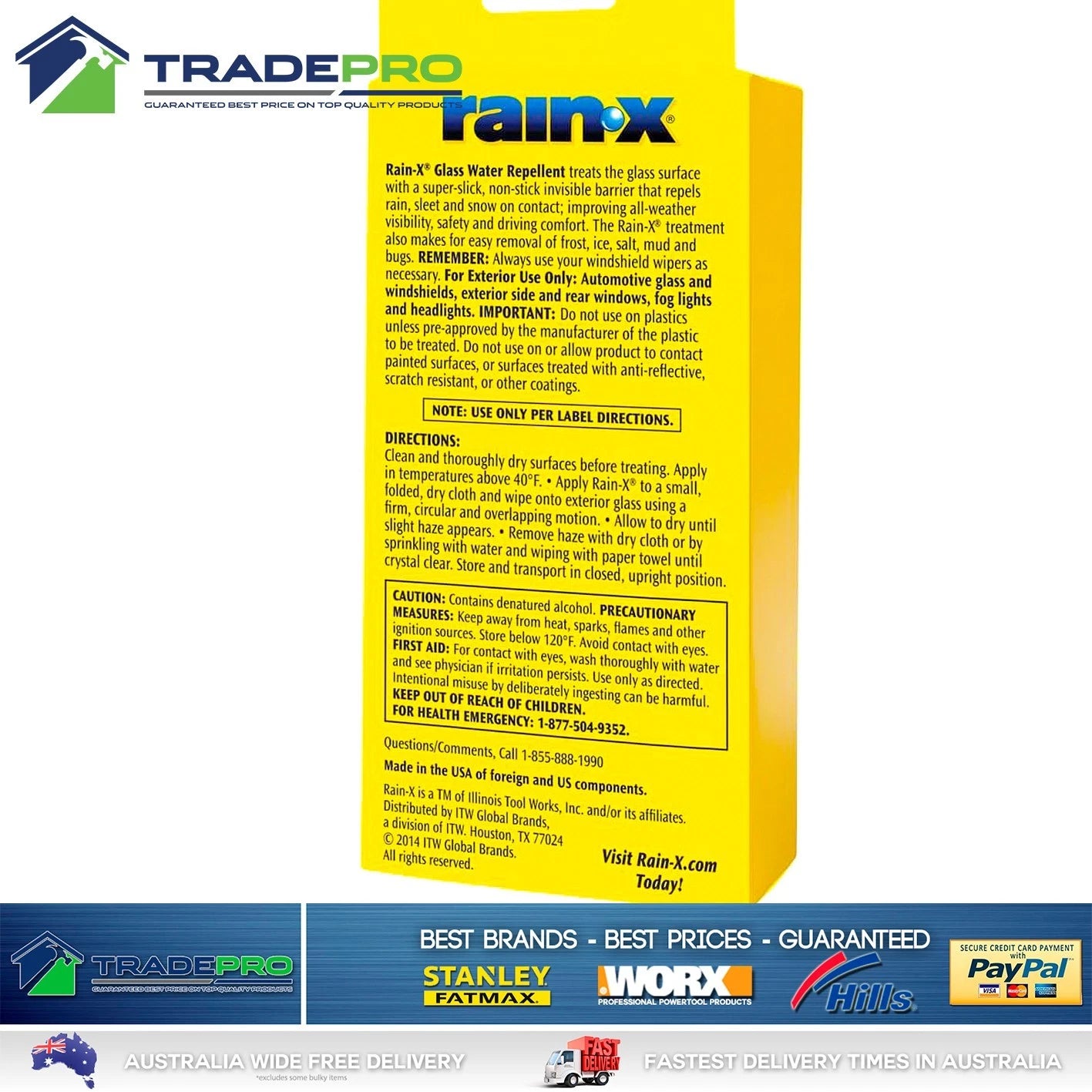 RainX Original Glass Treatment 207ml Repels Water Windscreen Rain Repellent