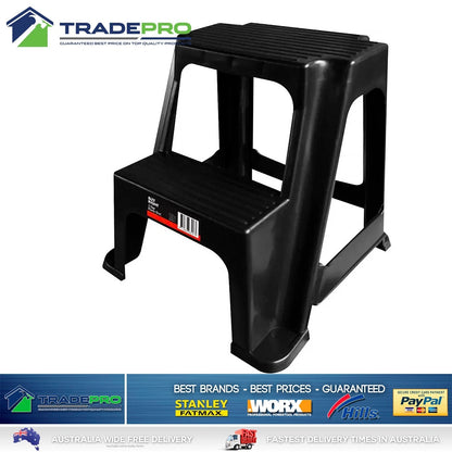 Large Double Step Stool Black 100kg Portable Kitchen Ladder RV Caravan Kids