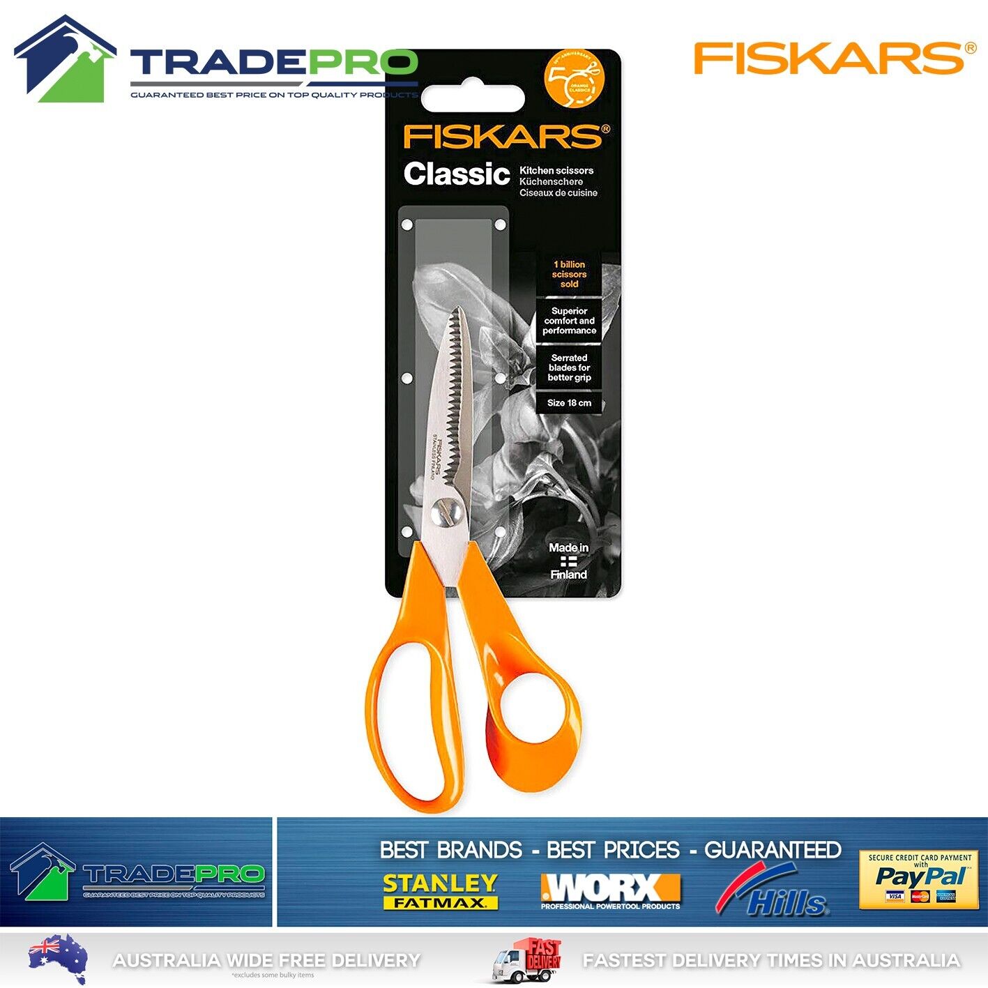 Fiskars Pro Scissors Kitchen Shears Universal Classic 18cm Cutters Finland