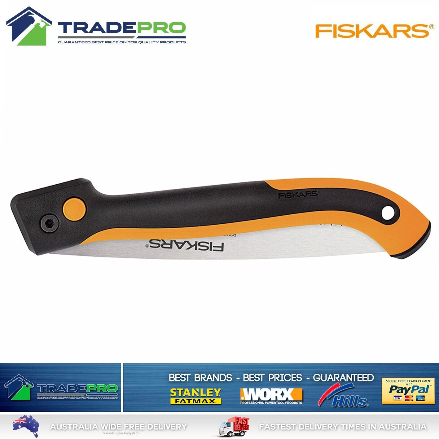 Fiskars Folding Saw 25cm 10" 2 Position SoftGrip Pruning Pull Pruner Razor Teeth