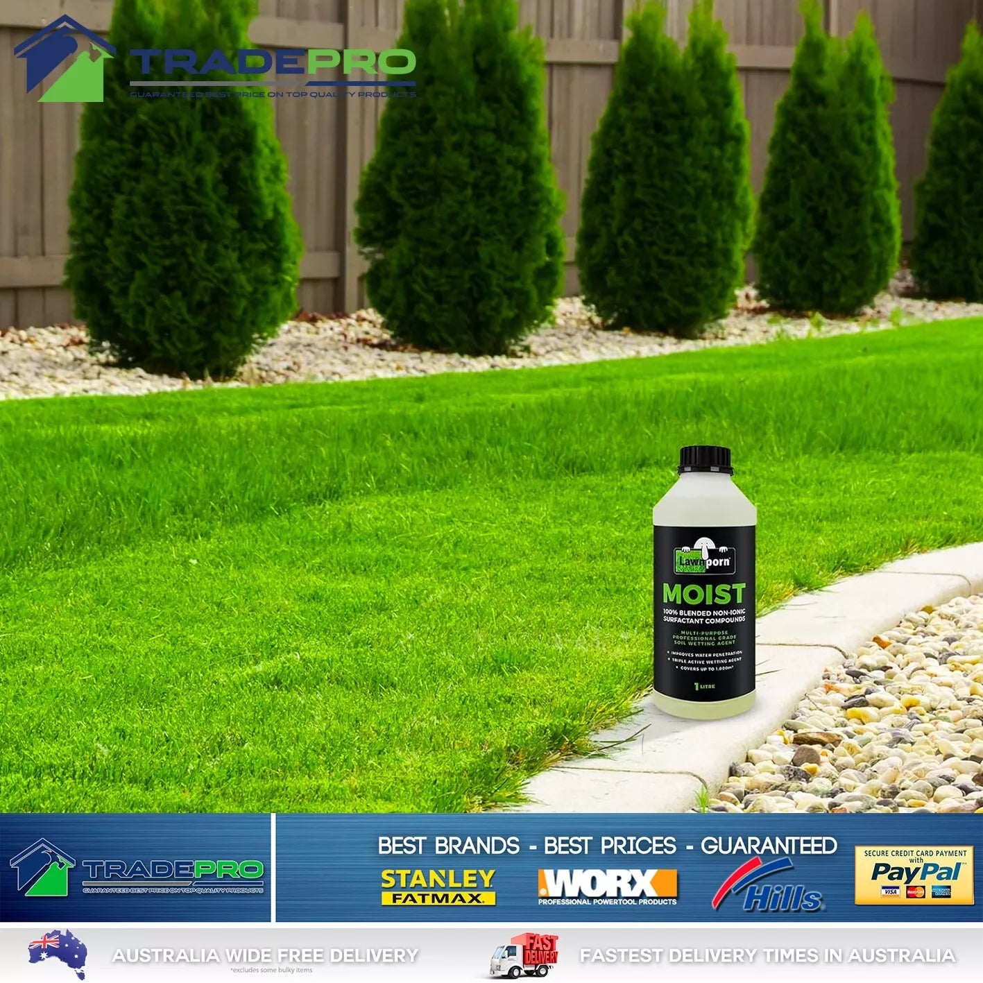 2x Lawnporn Moist Wetting Agent 1L Concentrate Lawn Turf Garden Grow Enhancer