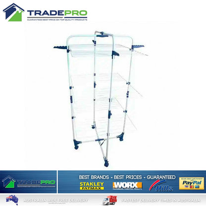 Premium Clothes Airer 3 Tier 25m Portable Clothesline Mobile Dry Fold Away Hills Style