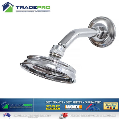 Shower Head & Arm Kit 100mm Chrome EZYFIT All Directional WELS & Ball Joint