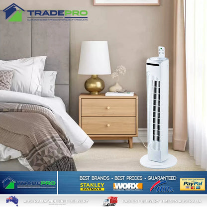 Fan Tower Electric 83.5cm Rok 3 Speed Oscillation Timer Remote Control Cooler