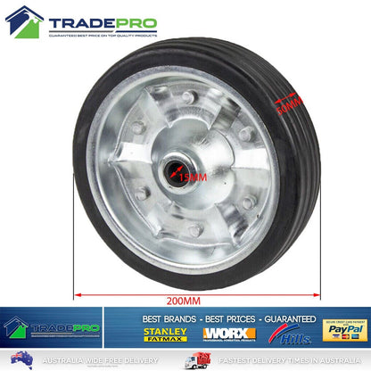 Jockey Wheel 8" 20cm Replacement Rubber Solid Rubber Trailer Caravan Ark Alko