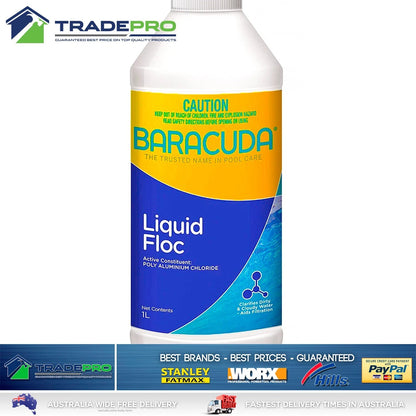 Pool Flocculant Floc Clarifying Liquid 1Ltr PRO Baracuda Clears Cloudy Green