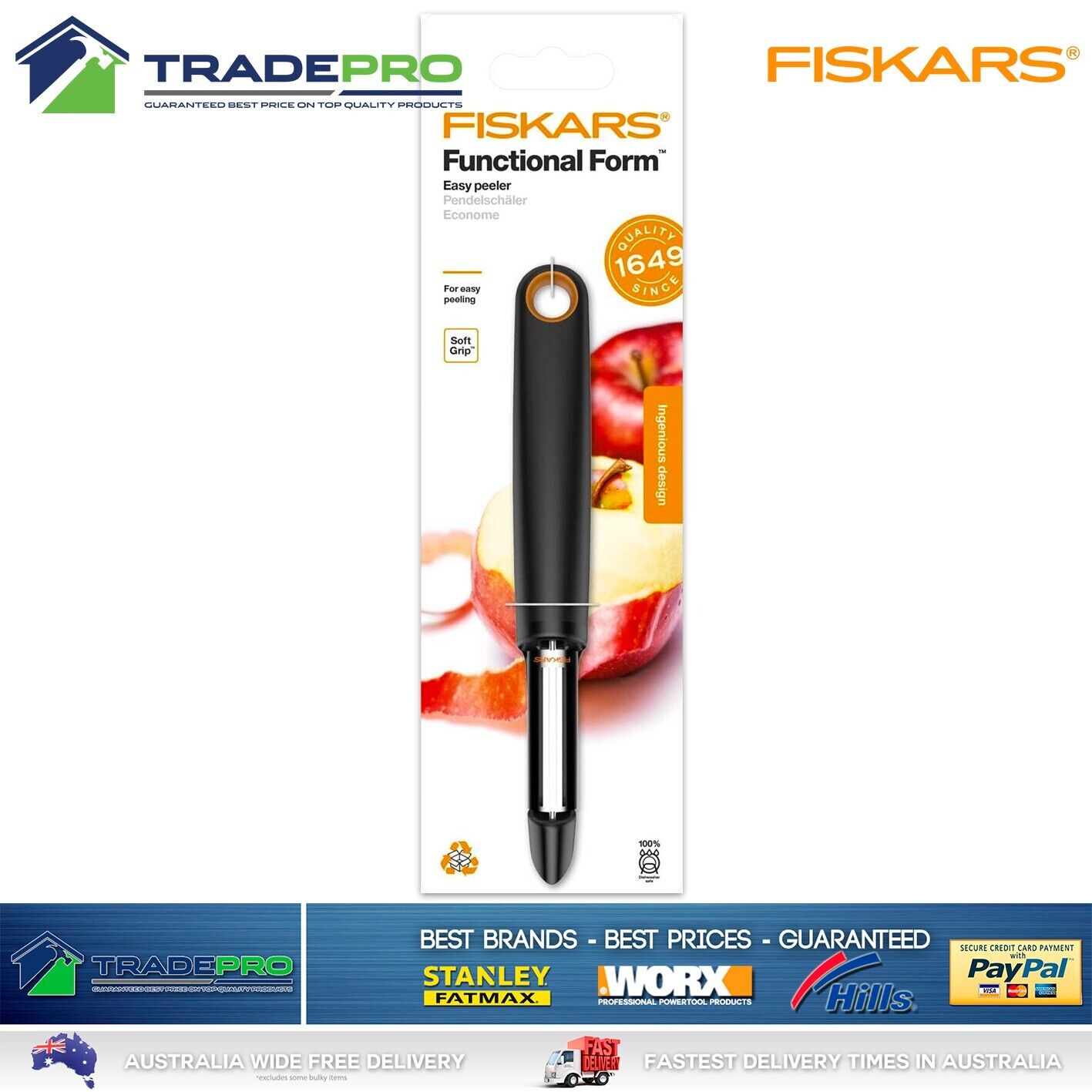 Fiskars Pro Peeler Swivel Blade Vegetable Fruit Skin Functional Form Slicer