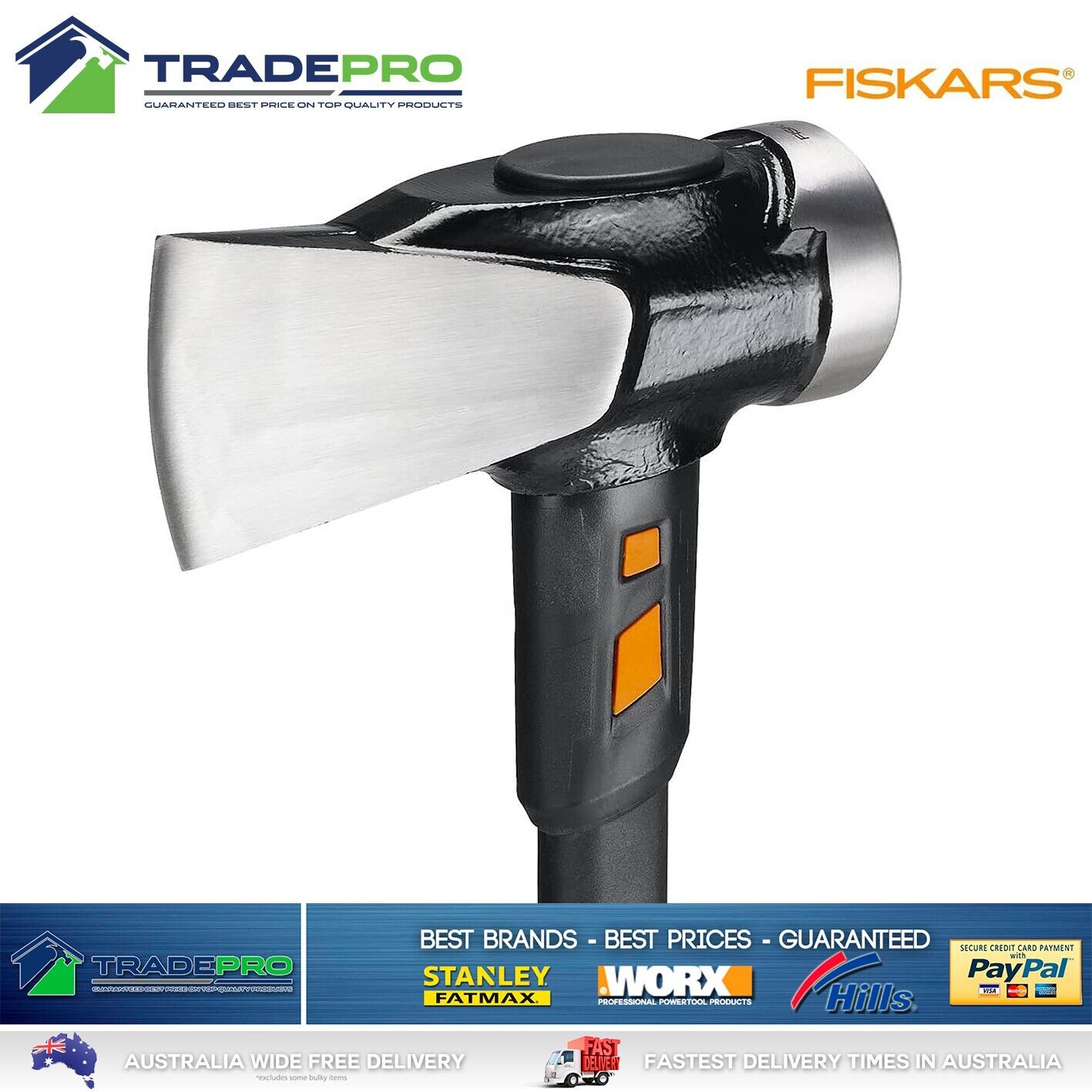 Genuine Fiskars® 3.6kg Maul Blocksplitter IsoCore Axe Timber Log Split Finland