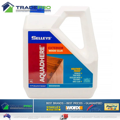 Selleys Wood Glue 4L Aquadhere PVA Woodwork Exterior Bond Tite Adhesive Clear