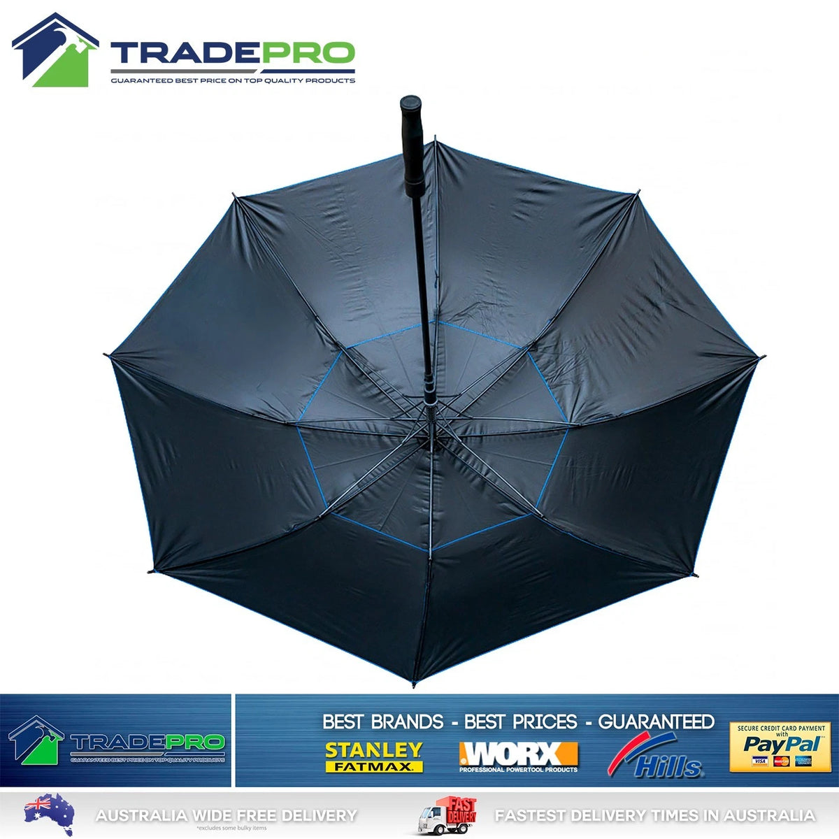Umbrella Large Windproof Vented Full Size 137cm Storm Waterproof Golf UV Blue