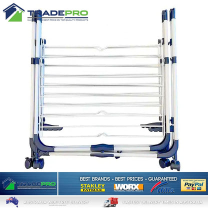Premium Clothes Airer 3 Tier 25m Portable Clothesline Mobile Dry Fold Away Hills Style