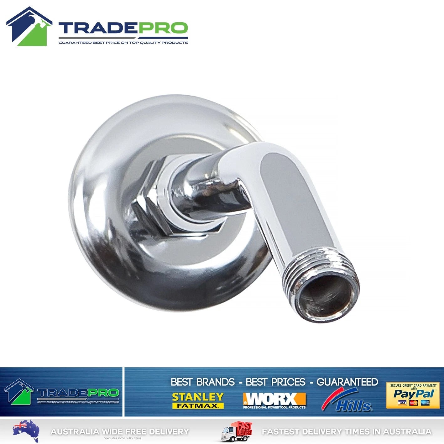Shower Head & Arm Kit 75mm Chrome EZYFIT All Directional WELS & Ball Joint