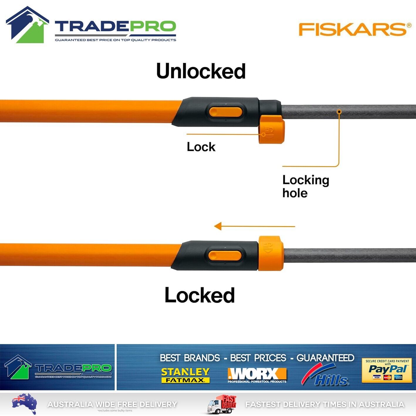 Fiskars Telescopic 3.5m 12ft Long Reach Pole Saw Tree Trimmer Pruner Cutter PRO