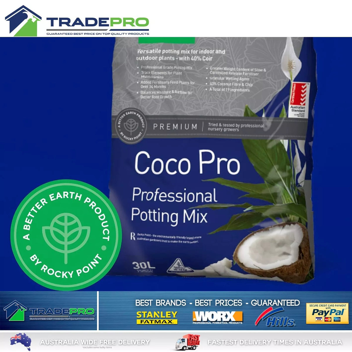 Coco Pot. Mix Potting Mix 30L Coco PRO Organic Plants Pot Tub Garden Plant Fruit Flo ...