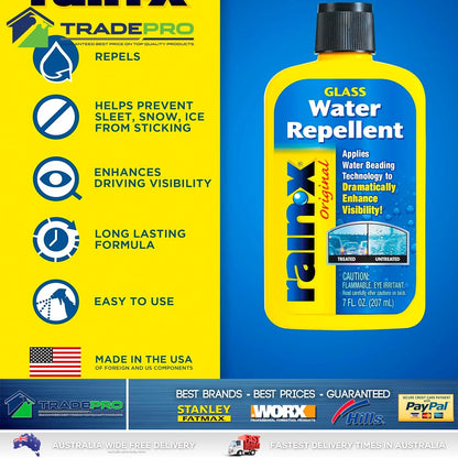 3x RainX Original Glass Treatment 207ml Repels Water Windscreen Rain Repellent