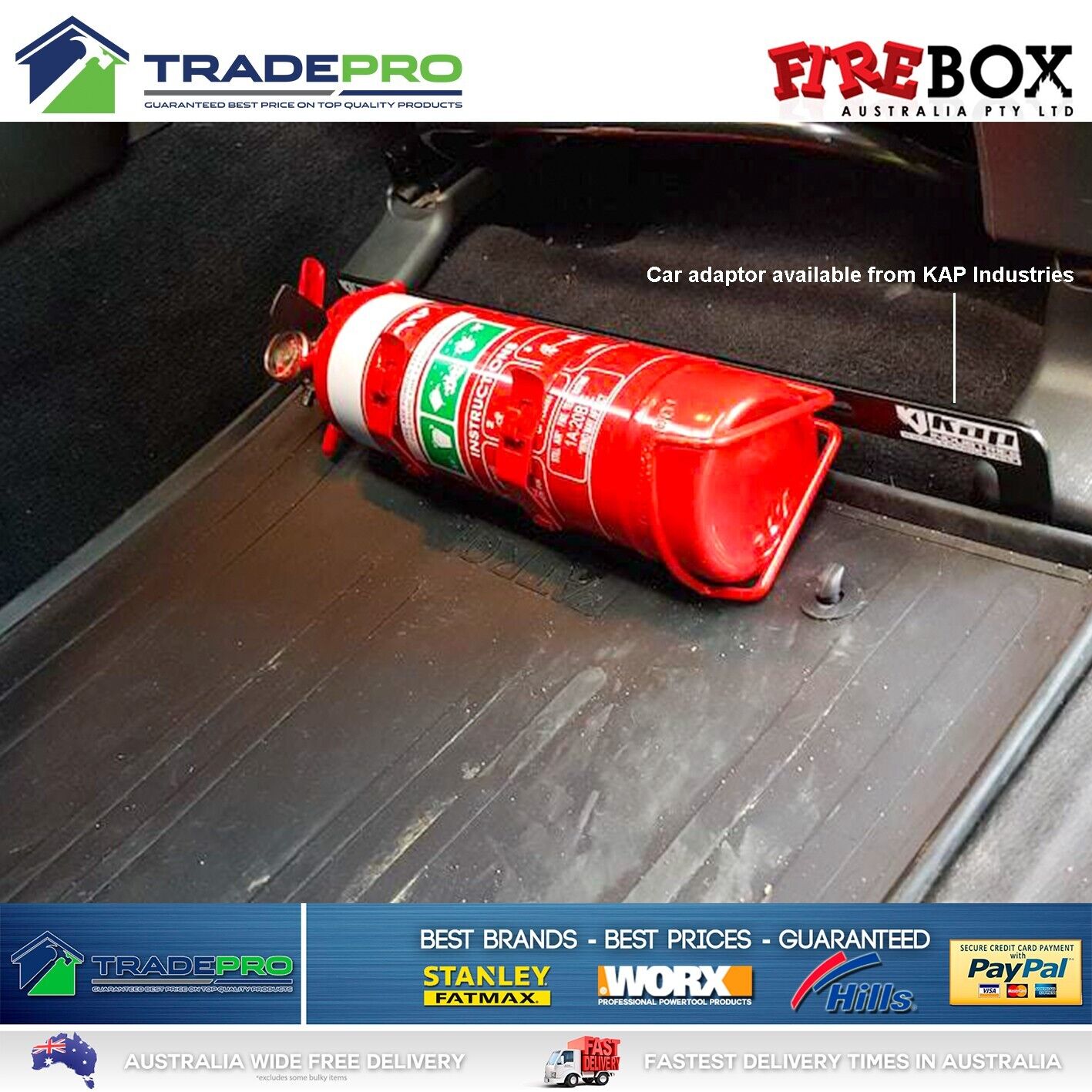 Fire Extinguisher 1kg ABE with Twin Latch Bracket Dry Powder Car Boat Home Aust