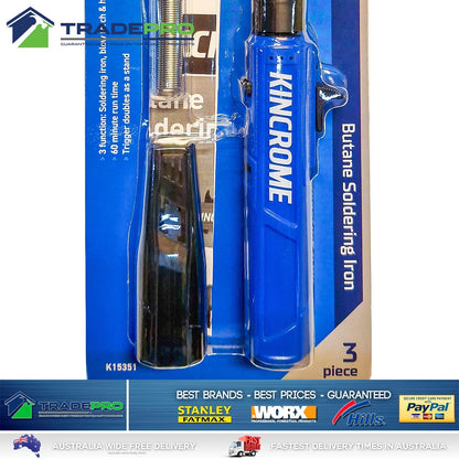 Kincrome Soldering Iron Kit Butane Blow Torch Gas Solder Tool Set 3 in 1 Head