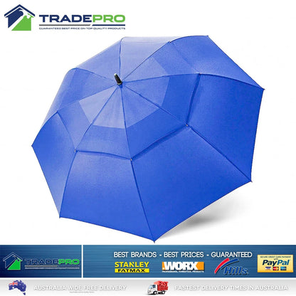 Umbrella Large Windproof Vented Full Size 137cm Storm Waterproof Golf UV Blue
