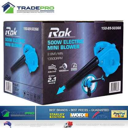 Blower Electric Portable Leaf Grass Garden Blower Genuine Rok® 500w 240v