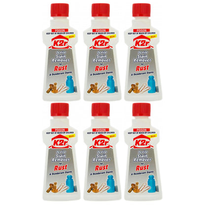 6x K2R Textile Stain Remover For Rust Deodorant Stain Clothes Fabric Carpet 50ml