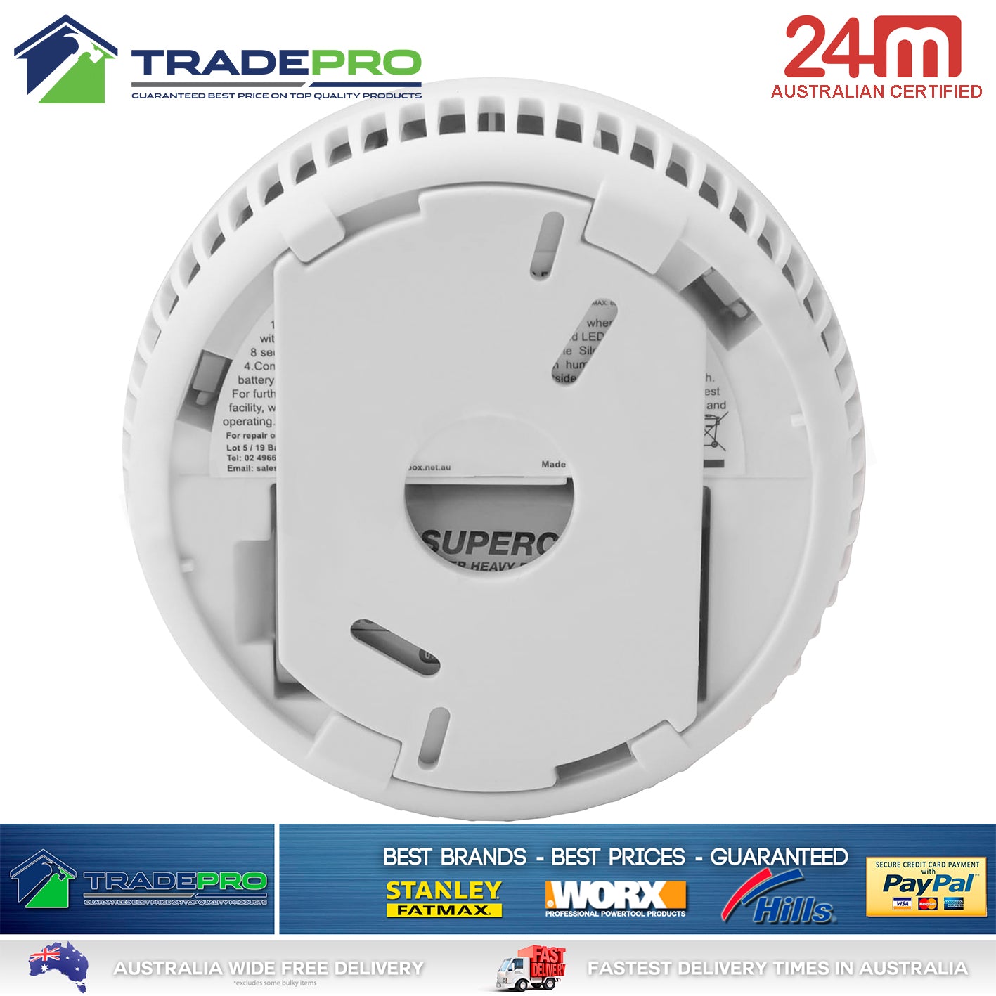 2x Smoke Alarm Fire Detector Chubb/Quell® Made Australian Standard Bonus 9V Batt