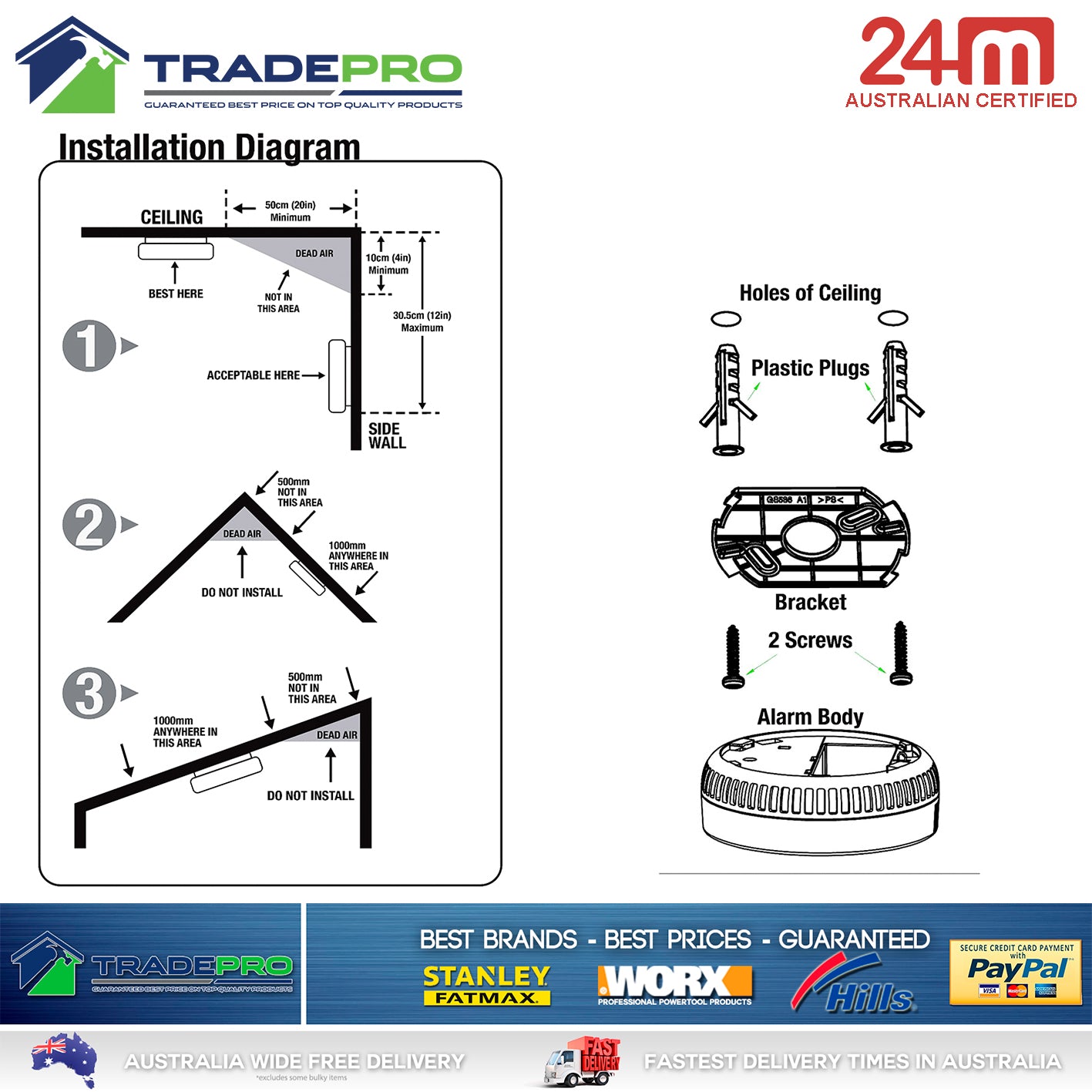 2x Smoke Alarm Fire Detector Chubb/Quell® Made Australian Standard Bonus 9V Batt