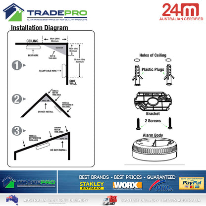 2x Smoke Alarm Fire Detector Chubb/Quell® Made Australian Standard Bonus 9V Batt