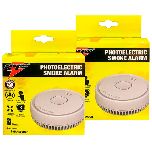 2x Smoke Alarm Fire Detector Chubb/Quell® Made Australian Standard Bonus 9V Batt