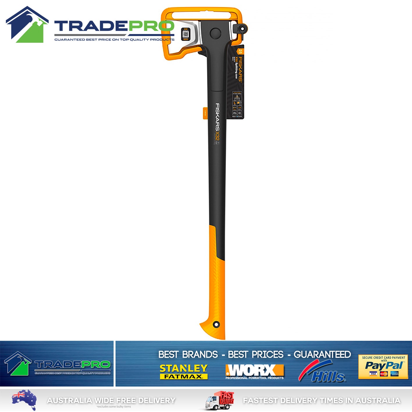 Genuine Fiskars® X32 Axe Blade L IsoCore 2.8kg Timber Log Split Finland