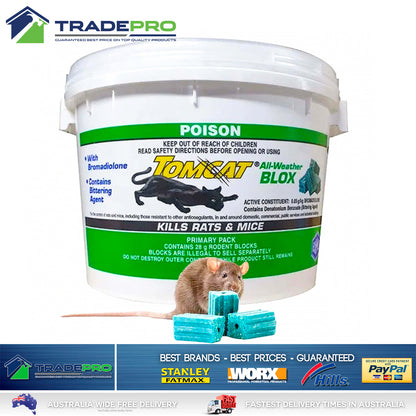 2x Tomcat Ultra All Weather Blox 784g Rat Bait Mouse Trap Poison Rodent Killer