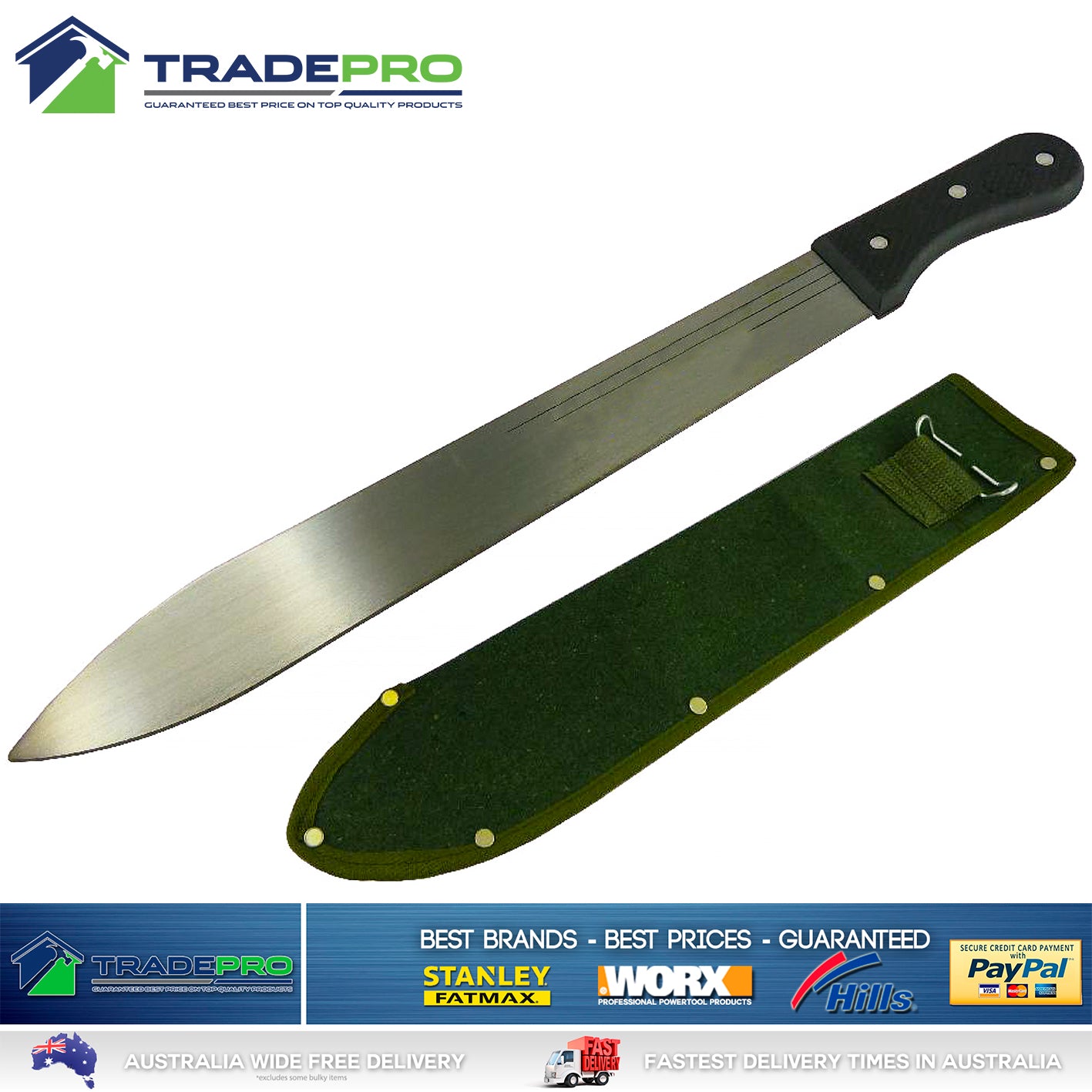 Machete Knife PRO Machette Hunting 45cm Sharpened Edge Blade Handle Bush