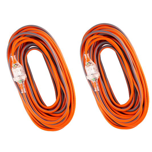 2x Extension Lead 25M PRO Power Cable Cord 10A 25Mtr & Light AUST Approved WELS