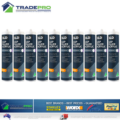 10x Gap Filler 450g White Cartridge No More Gaps Acrylic Sealant 10pc 7814858