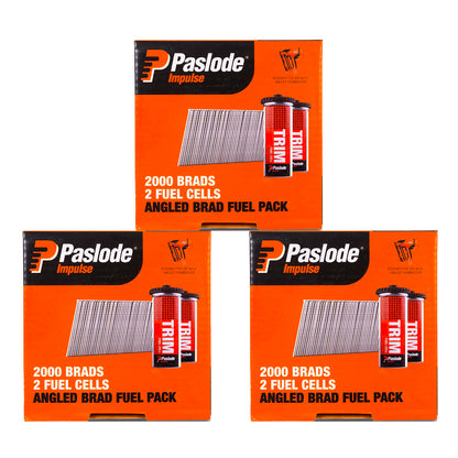 3x Paslode Genuine Impulse Trimmaster 38mm 2000 16 Gauge Zinc Angled Nails & 2x Gas