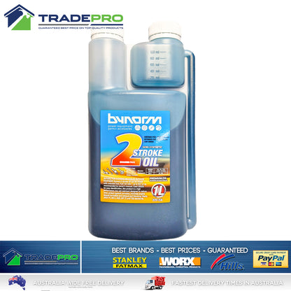 Lawnmower Oil 1Ltr 2 Stroke Bynorm Chainsaw Grass Trimmer Brush Cutter Mower