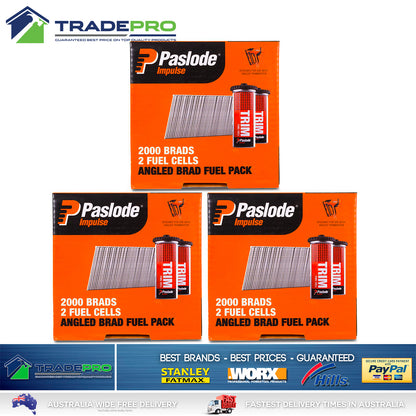 Paslode Genuine Impulse Trimmaster 50mm 2000 16 Gauge Zinc Angled Nails & 2x Gas
