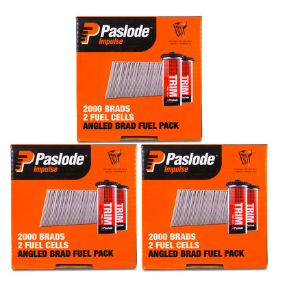 Paslode Genuine Impulse Trimmaster 50mm 2000 16 Gauge Zinc Angled Nails & 2x Gas