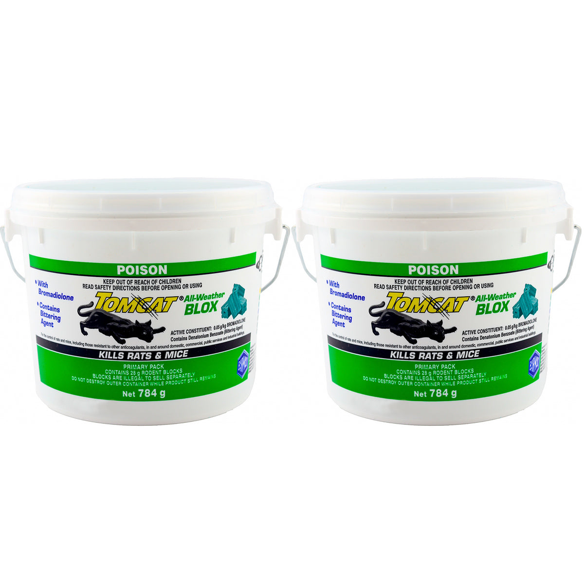2x Tomcat Ultra All Weather Blox 784g Rat Bait Mouse Trap Poison Rodent Killer