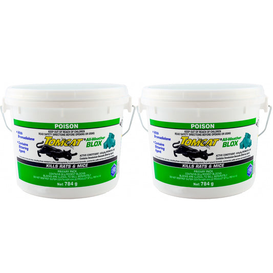 2x Tomcat Ultra All Weather Blox 784g Rat Bait Mouse Trap Poison Rodent Killer