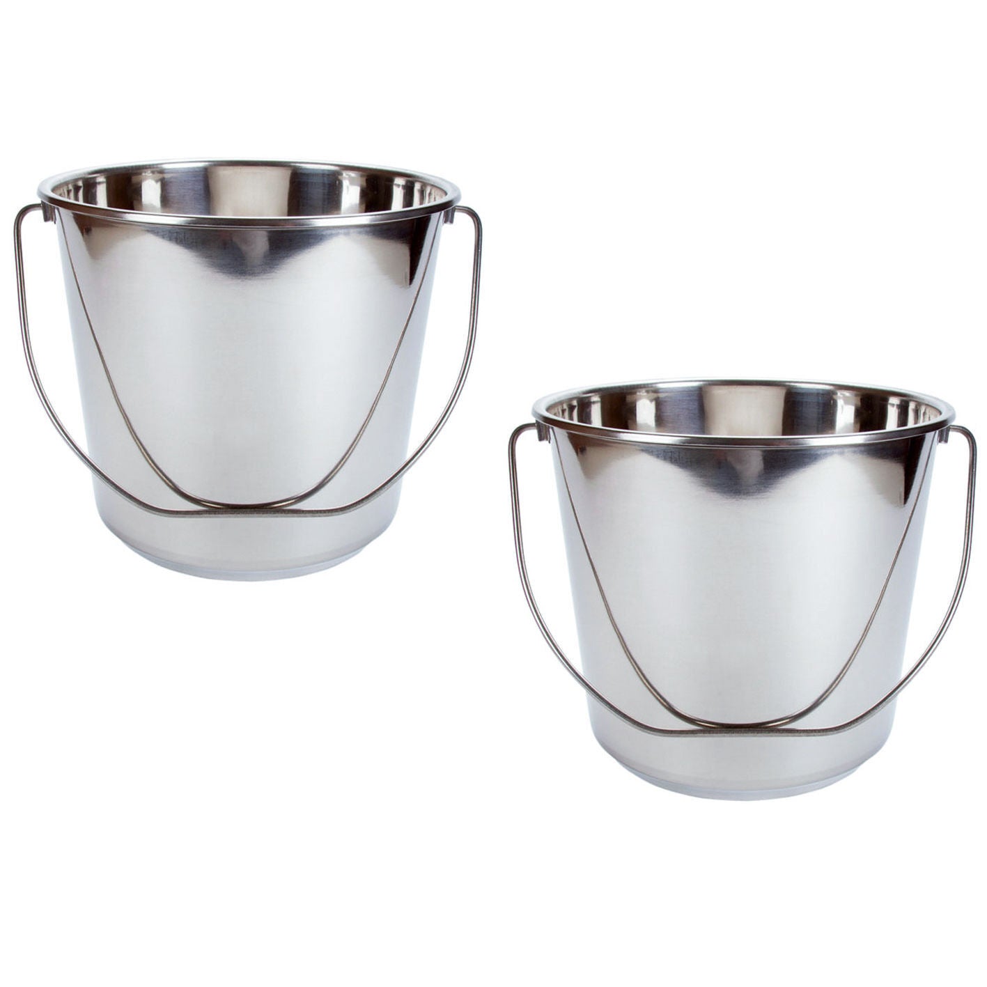 2x Stainless Steel Bucket with Handle 16Ltr HDuty Premium Quality NewModel 16L