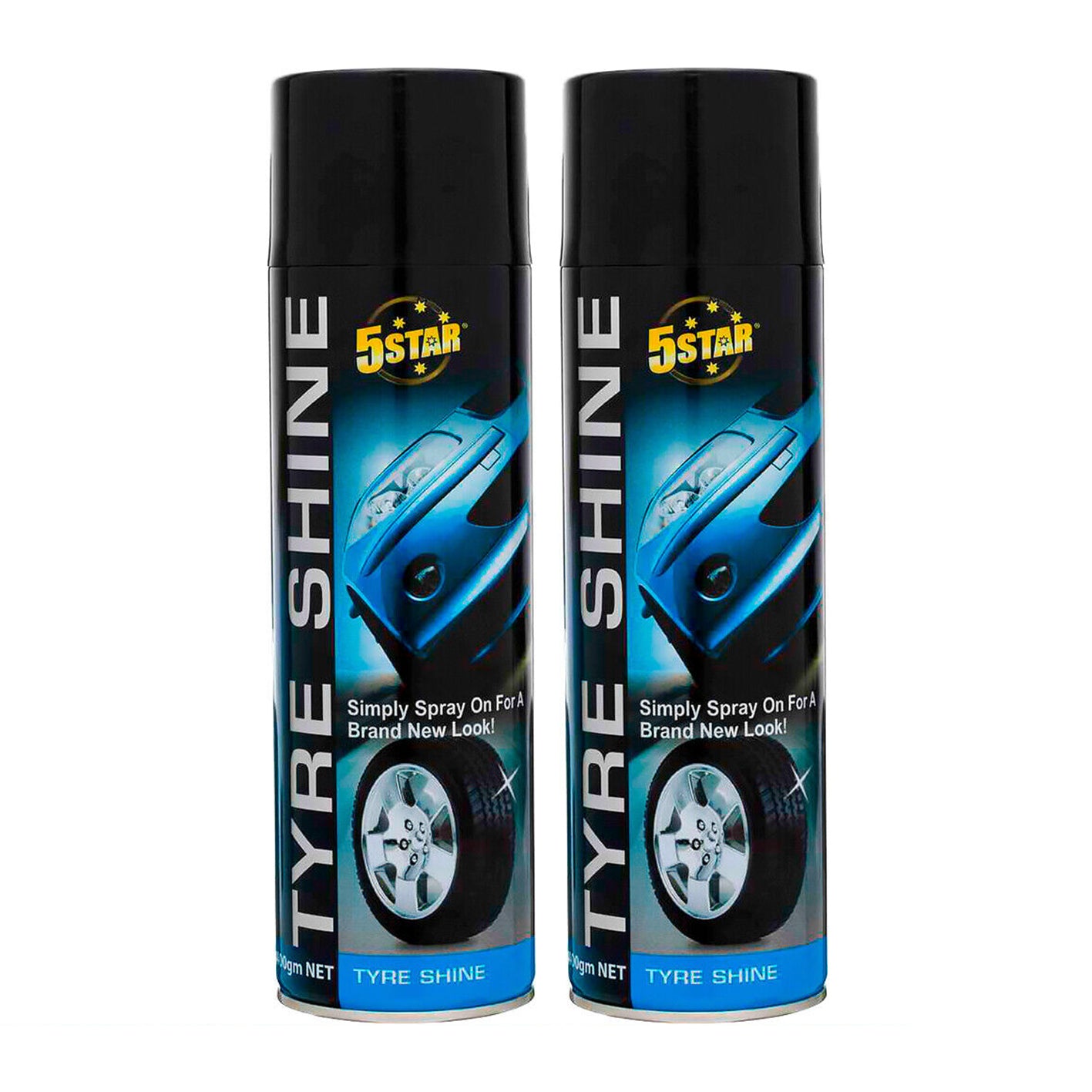 2x Tyre Shine Spray 350G Wet Look Car Truck Tyres 5Star Gloss Mudflaps Black