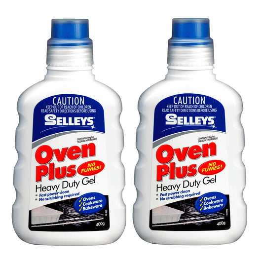 2x Oven Cleaner Heavy Duty Gel Selleys 400g Oven Plus No Fumes Rack Cleaner