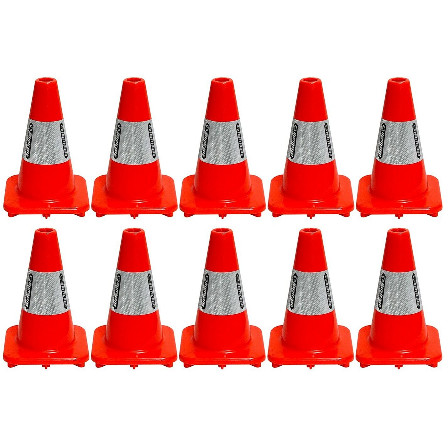 10x Traffic Cone Witches Hat Hurricane Hi Vis Orange 300mm Reflective Safety PRO