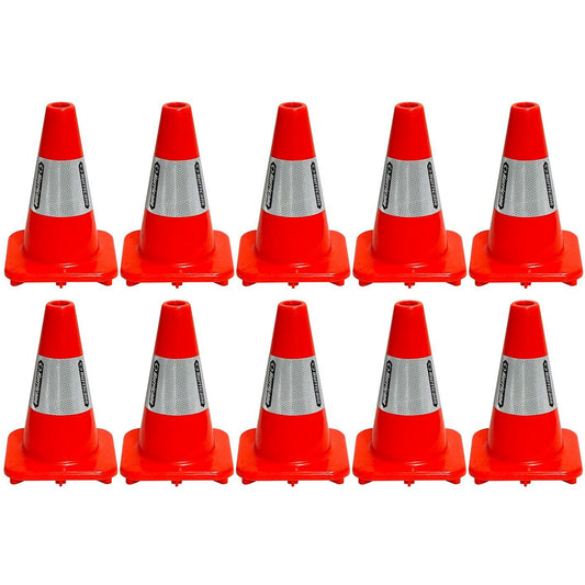 10x Traffic Cone Witches Hat Hurricane Hi Vis Orange 300mm Reflective Safety PRO
