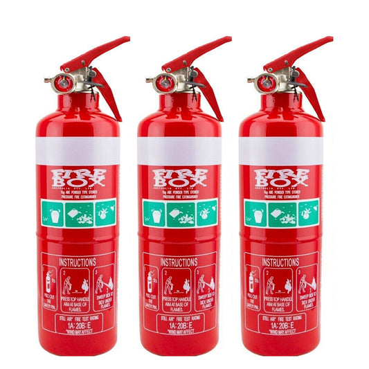 3x Fire Extinguishers 1kg ABE Dry Powder 1.0kg & Bracket Aust Car Boat Home