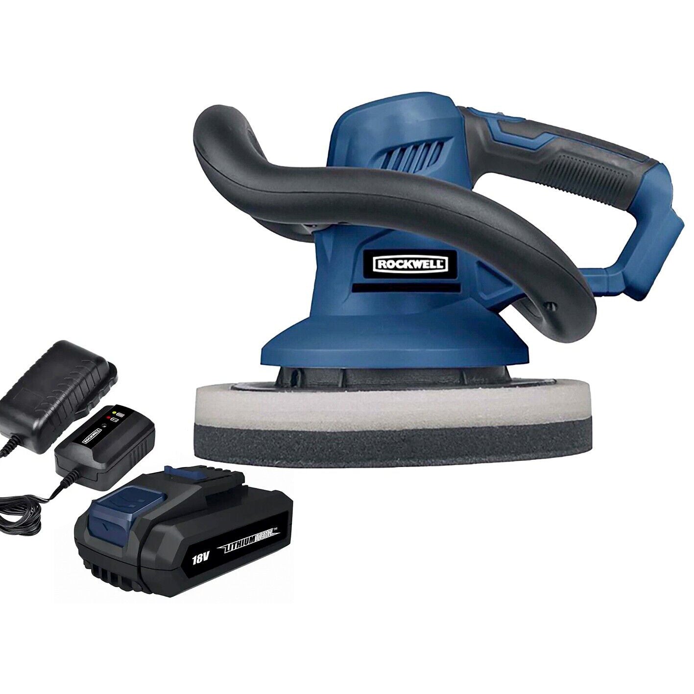 Polisher Buffer Sander 240mm Rockwell 18V Battery&Charger Cordless Orbital Car