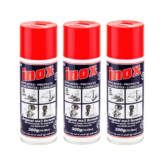 Genuine Inox MX3 Lubricant 3x300gm Spray Protect Heavy Duty Marine Auto Aerosol