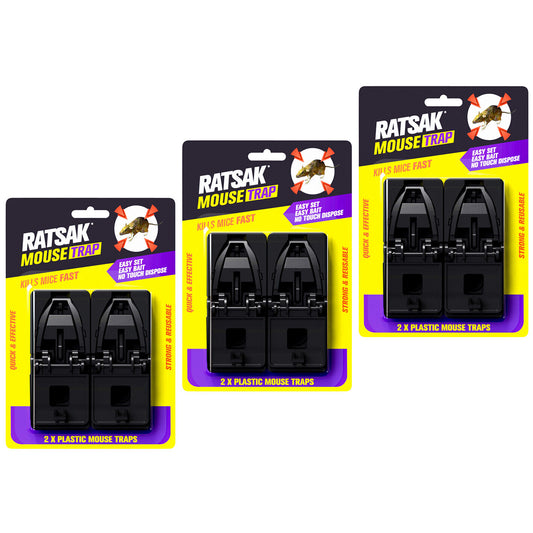 6pc Mouse Trap Ratsak® No Touch Reusable Easy Bait Mice Rat Capture Animal Pest
