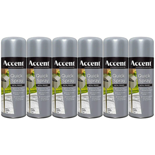 6x Spray Paint Can 310g Grey Metal Primer Quick Dry Smooth Bond Drip Resistant
